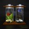 Glass Betta Fish Tank Desktop Bamboo Base Mini Aquarium Goldfish Tank Decoration